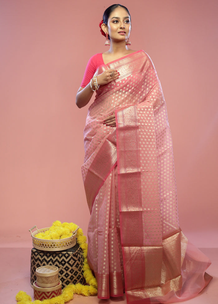 Pink Kora Silk Saree With Blouse Piece - Indian Silk House Agencies