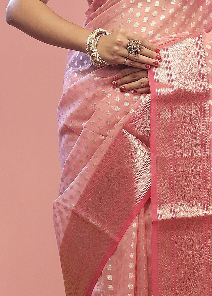 Pink Kora Silk Saree With Blouse Piece - Indian Silk House Agencies