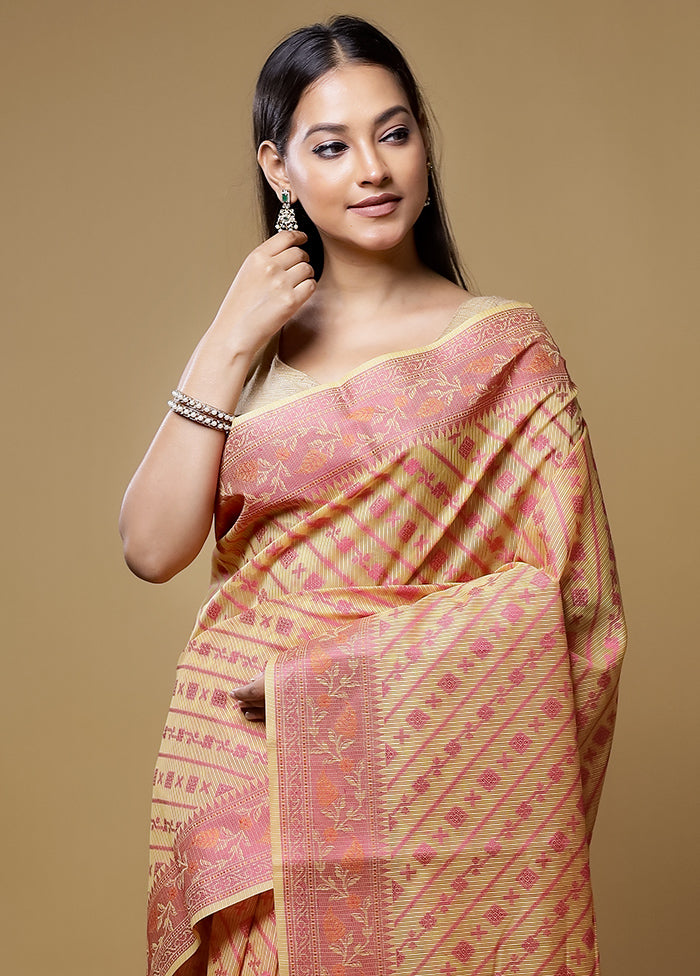 Rust Kora Silk Saree With Blouse Piece