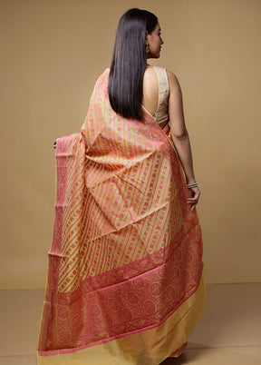 Rust Kora Silk Saree With Blouse Piece