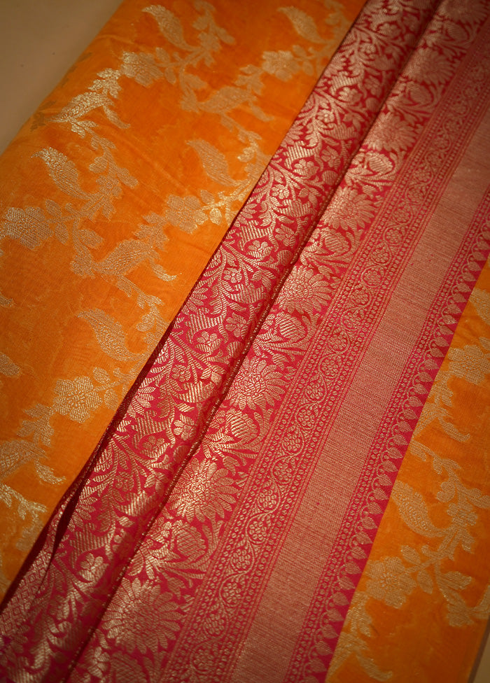 Rust Kora Silk Saree With Blouse Piece - Indian Silk House Agencies