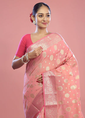 Pink Kora Silk Saree With Blouse Piece - Indian Silk House Agencies