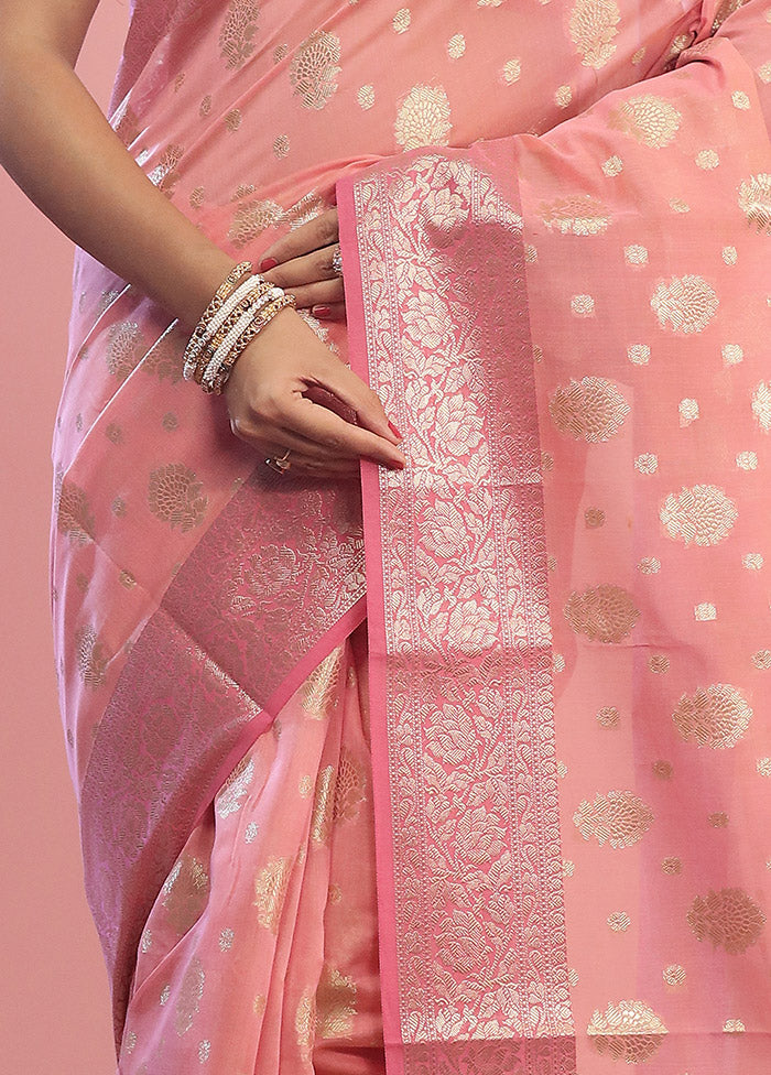 Pink Kora Silk Saree With Blouse Piece - Indian Silk House Agencies