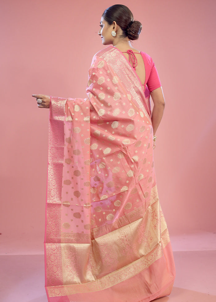 Pink Kora Silk Saree With Blouse Piece - Indian Silk House Agencies