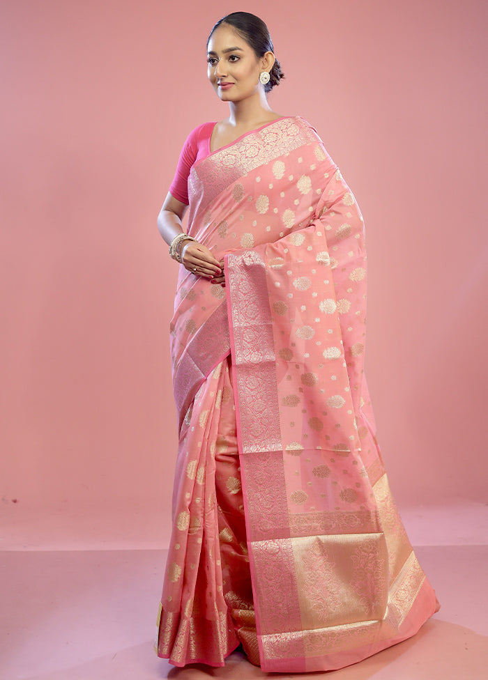 Pink Kora Silk Saree With Blouse Piece - Indian Silk House Agencies