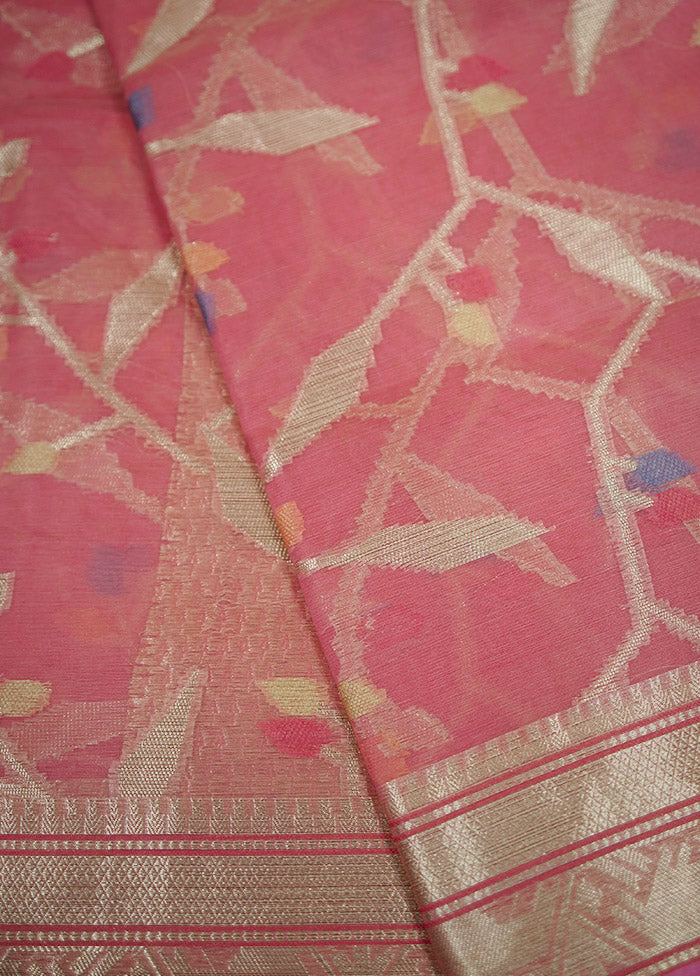 Pink Organza Saree With Blouse Piece - Indian Silk House Agencies