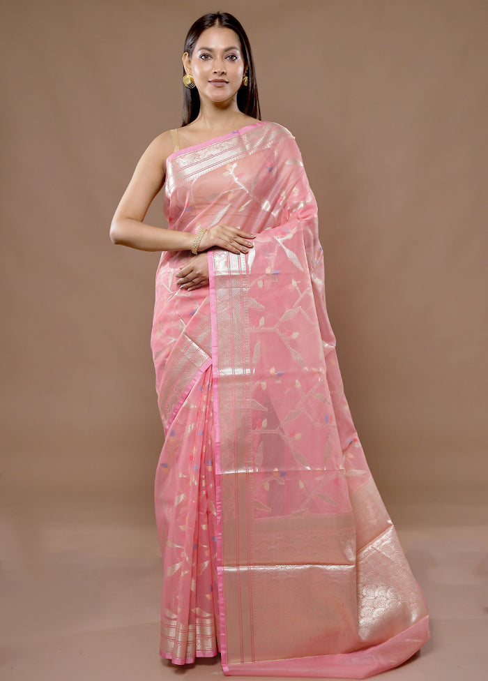 Pink Organza Saree With Blouse Piece - Indian Silk House Agencies