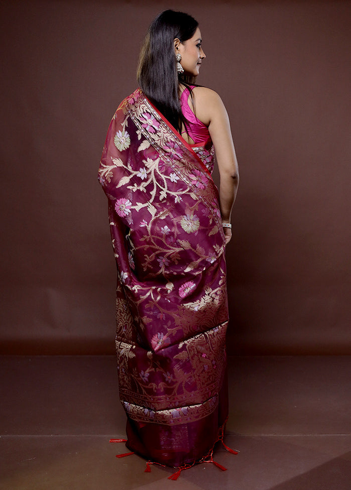 Pink Organza Saree With Blouse Piece