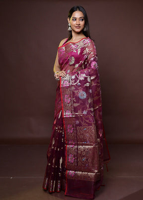 Pink Organza Saree With Blouse Piece