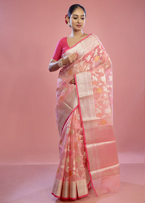 Pink Organza Saree With Blouse Piece - Indian Silk House Agencies