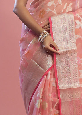 Pink Organza Saree With Blouse Piece - Indian Silk House Agencies