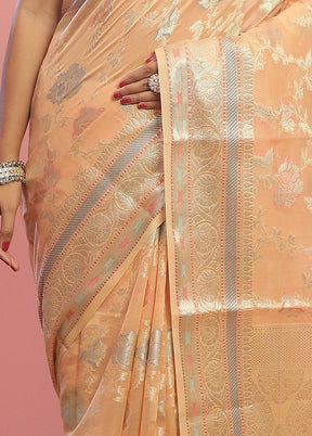 Orange Kora Silk Saree With Blouse Piece - Indian Silk House Agencies