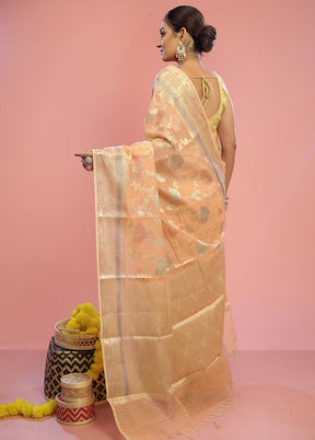 Orange Kora Silk Saree With Blouse Piece - Indian Silk House Agencies