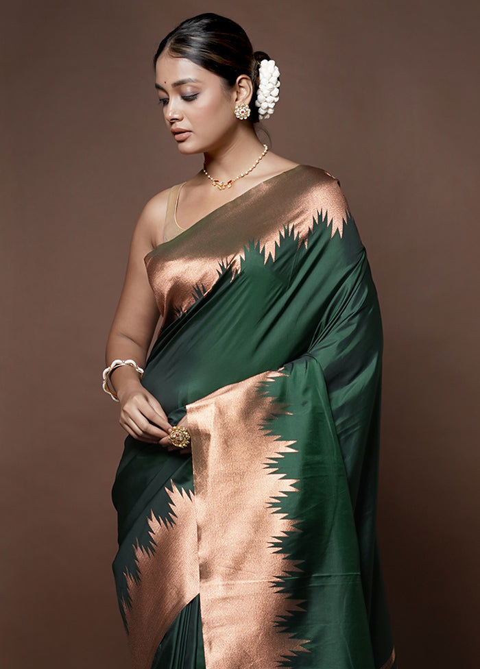 Green Kanjivaram Silk Saree With Blouse Piece