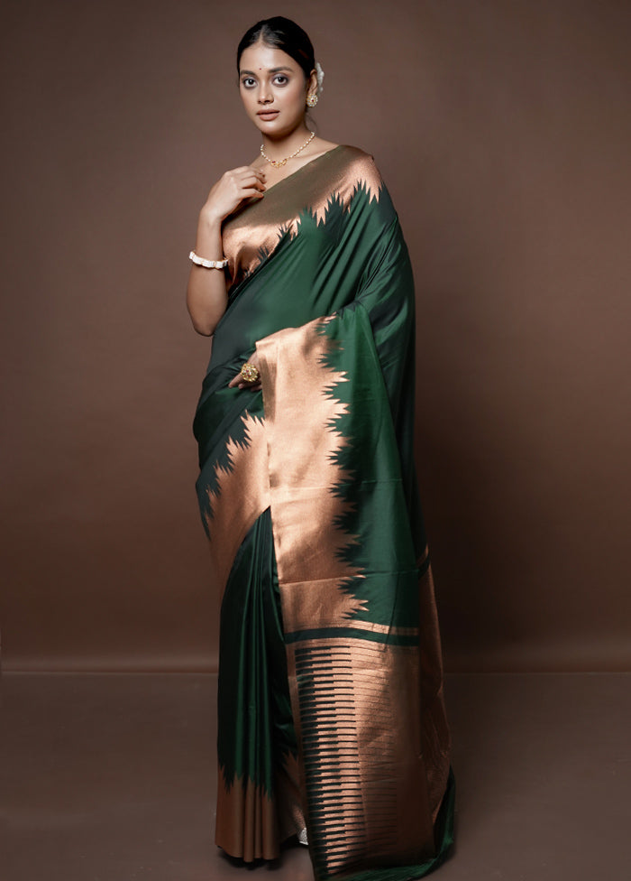 Green Kanjivaram Silk Saree With Blouse Piece