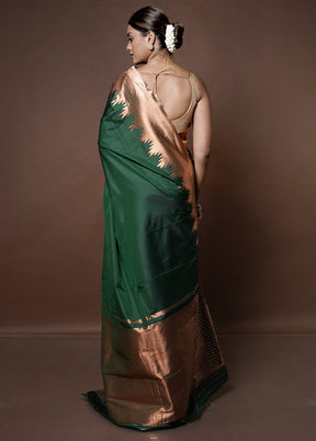 Green Kanjivaram Silk Saree With Blouse Piece