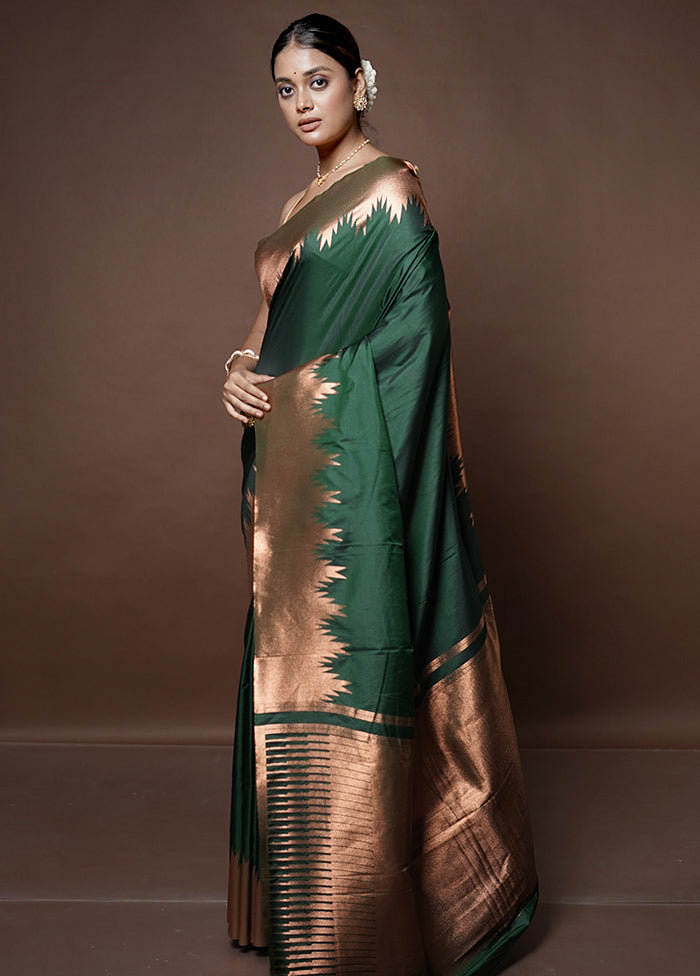 Green Kanjivaram Silk Saree With Blouse Piece