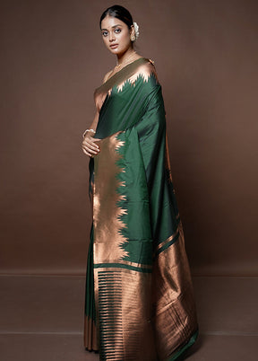 Green Kanjivaram Silk Saree With Blouse Piece