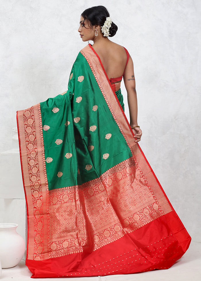 Green Katan Pure Silk Saree With Blouse Piece - Indian Silk House Agencies