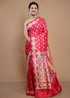 Pink Banarasi Pure Silk Saree With Blouse Piece - Indian Silk House Agencies