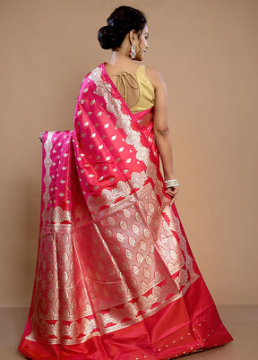 Pink Banarasi Pure Silk Saree With Blouse Piece - Indian Silk House Agencies