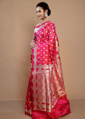 Pink Banarasi Pure Silk Saree With Blouse Piece - Indian Silk House Agencies