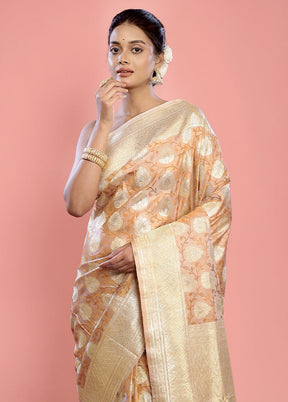 Cream Banarasi Pure Silk Saree With Blouse Piece - Indian Silk House Agencies