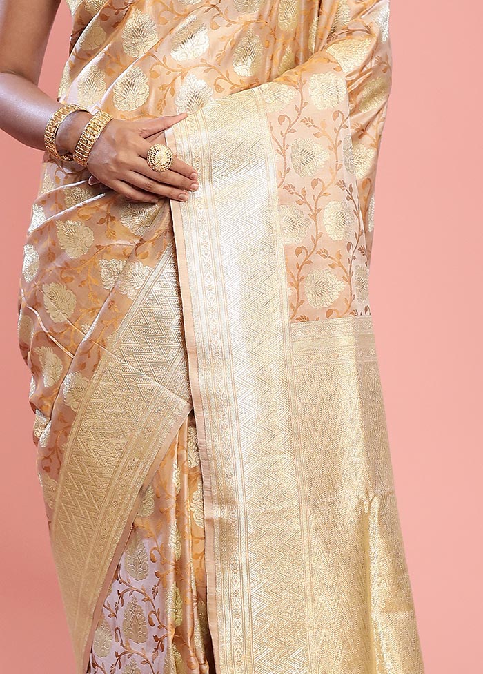 Cream Banarasi Pure Silk Saree With Blouse Piece - Indian Silk House Agencies