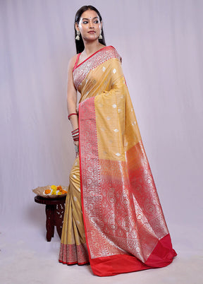 Yellow Tussar Silk Saree With Blouse Piece - Indian Silk House Agencies