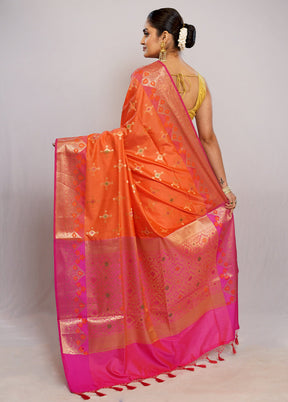 Orange Dupion Silk Saree With Blouse Piece - Indian Silk House Agencies