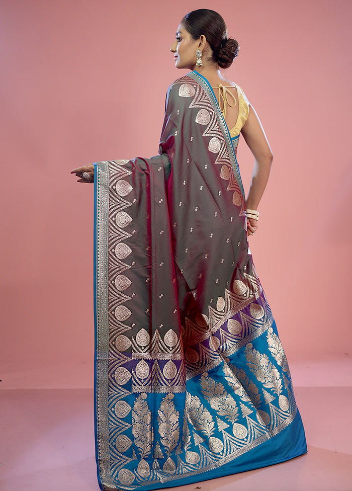 Purple Banarasi Silk Saree With Blouse Piece - Indian Silk House Agencies