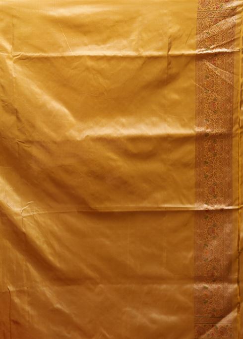 Yellow Handloom Katan Pure Silk Saree With Blouse Piece