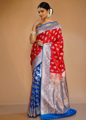 Red Banarasi Silk Saree With Blouse Piece - Indian Silk House Agencies