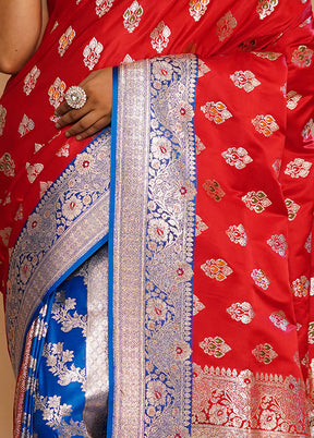 Red Banarasi Silk Saree With Blouse Piece - Indian Silk House Agencies