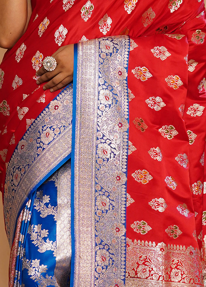 Red Banarasi Silk Saree With Blouse Piece - Indian Silk House Agencies