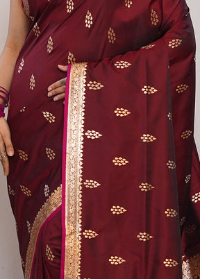 Purple Cotton Saree With Blouse Piece - Indian Silk House Agencies