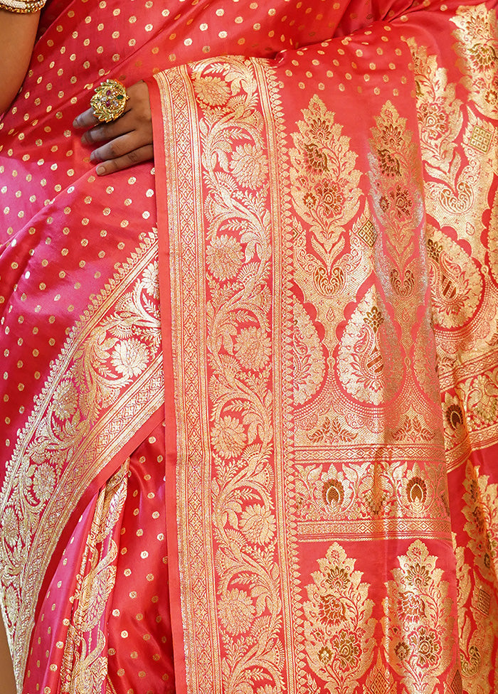 Pink Banarasi Pure Silk Saree With Blouse Piece - Indian Silk House Agencies