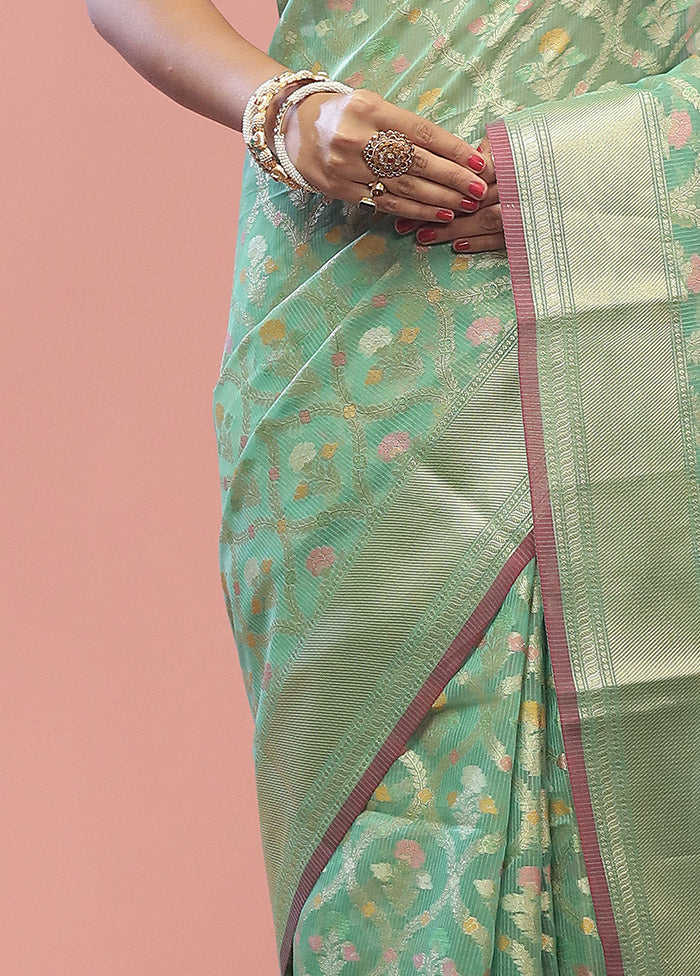 Green Kora Silk Saree With Blouse Piece - Indian Silk House Agencies