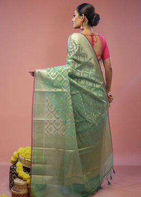 Green Kora Silk Saree With Blouse Piece - Indian Silk House Agencies