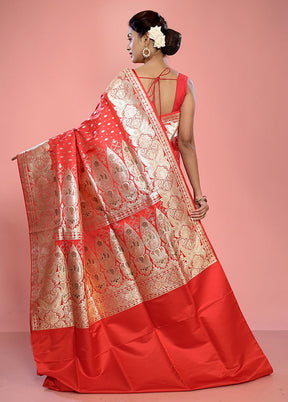 Red Banarasi Pure Silk Saree With Blouse Piece - Indian Silk House Agencies