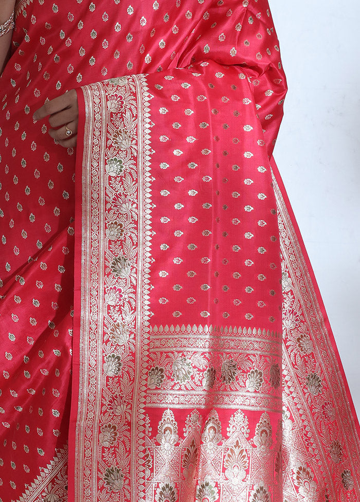 Pink Banarasi Pure Silk Saree With Blouse Piece - Indian Silk House Agencies