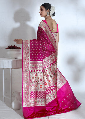 Pink Banarasi Pure Silk Saree With Blouse Piece - Indian Silk House Agencies