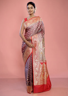 Purple Banarasi Pure Silk Saree With Blouse Piece - Indian Silk House Agencies