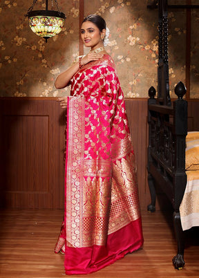 Pink Pure Banarasi Silk Saree With Blouse Piece - Indian Silk House Agencies