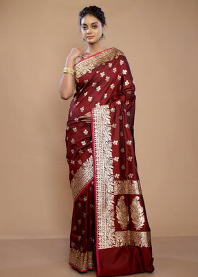 Maroon Banarasi Silk Saree With Blouse Piece - Indian Silk House Agencies