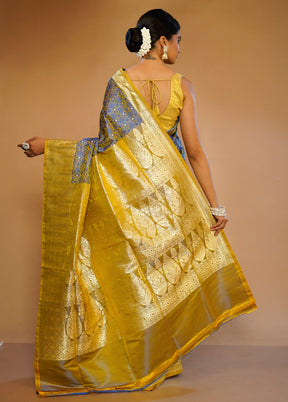 Grey Tanchoi Banarasi Pure Silk Saree With Blouse Piece - Indian Silk House Agencies