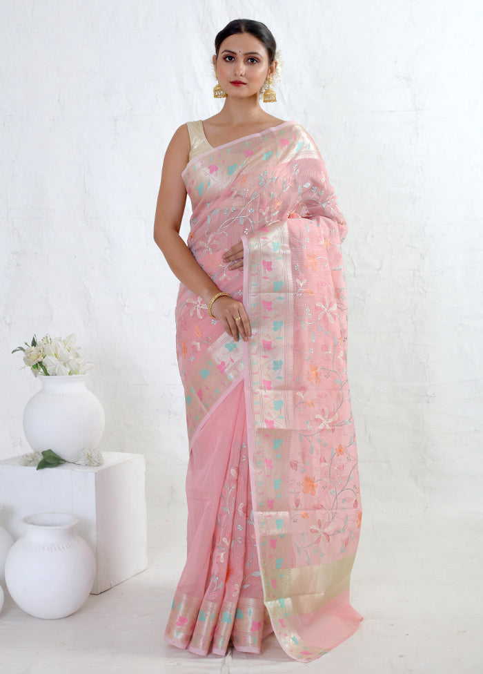 Pink Kota Cotton Saree With Blouse Piece - Indian Silk House Agencies