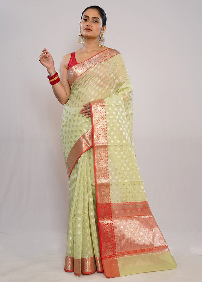 Green Kora Silk Saree With Blouse Piece - Indian Silk House Agencies