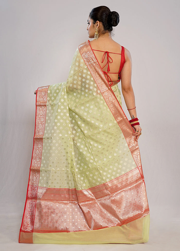 Green Kora Silk Saree With Blouse Piece - Indian Silk House Agencies