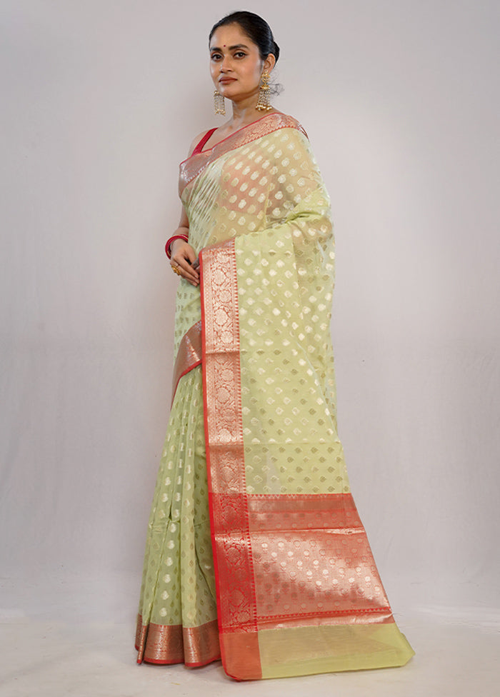 Green Kora Silk Saree With Blouse Piece - Indian Silk House Agencies